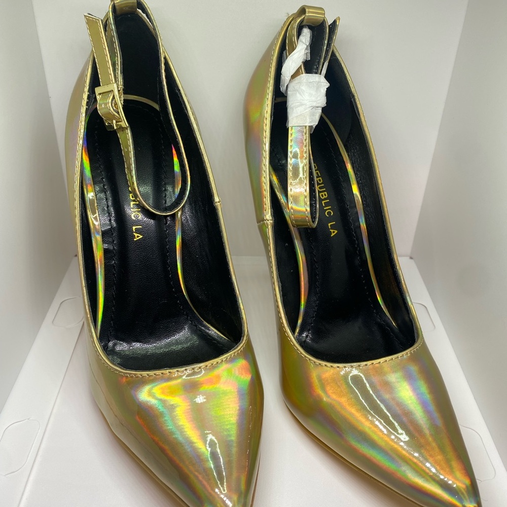 Gold Stiletto Heels Iridescent